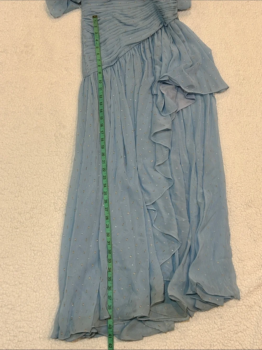 IEENA for Mac Duggal Chiffon Asymmetrical Ruched Gown Flutter Sleeves sz 4 Prom - Picture 12 of 17